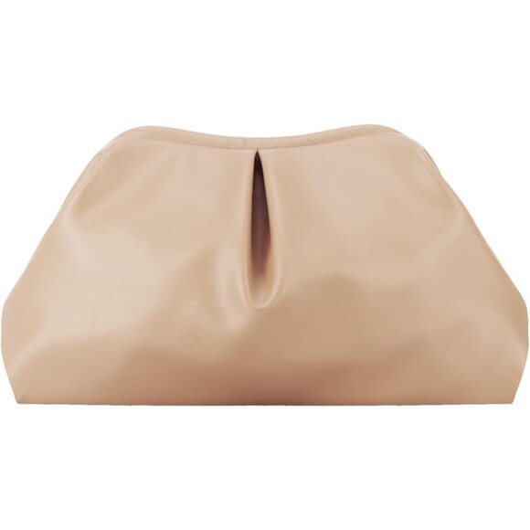 Apricot Women's PU Leather Dumpling Cloud Shape Clutch Evening Party Bag with De - Picture 1 of 9